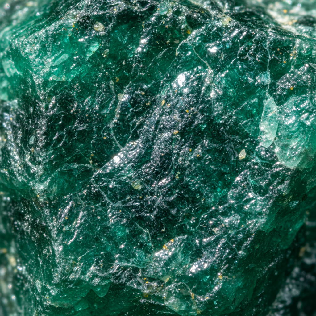Textura macro de una esmeralda colombiana pura